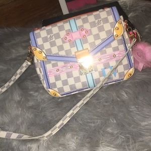 Blue & pink clutch or shoulder bag 💗